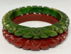 BB376 narrow pineapple carved bakelite bangles